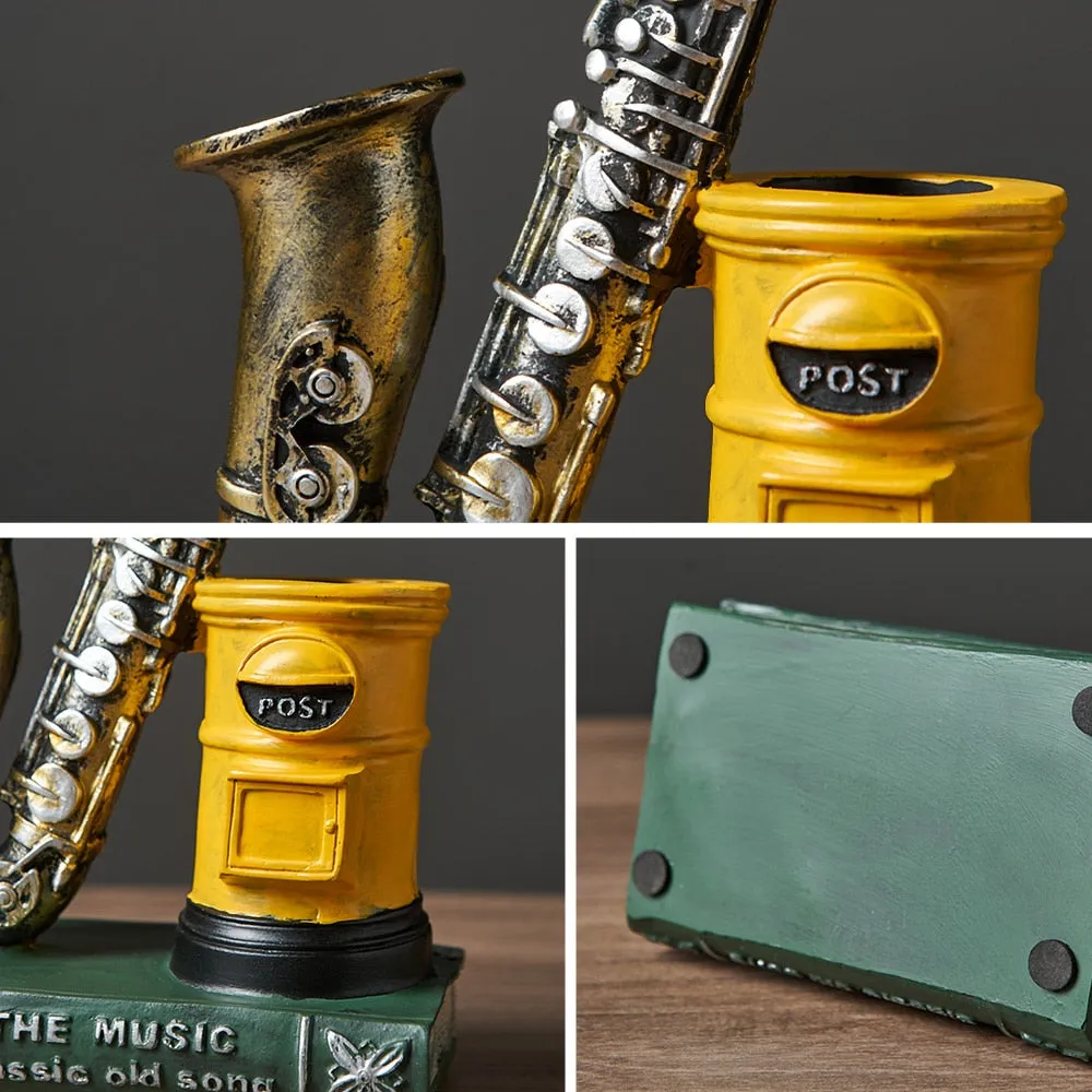 Notes Pen Holder Piano Musical Instrument Design Music Gift Classification Resin Pen Holder Stationery Student Pencil Holder