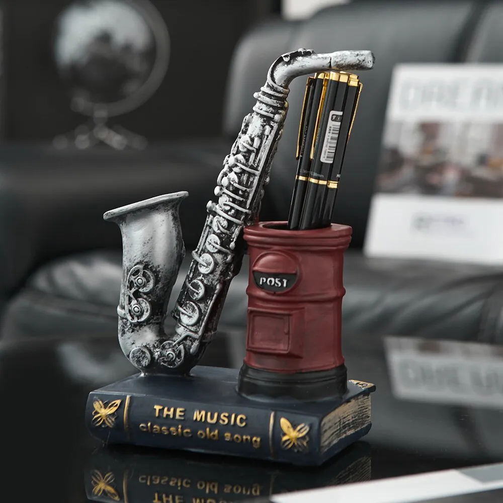 Notes Pen Holder Piano Musical Instrument Design Music Gift Classification Resin Pen Holder Stationery Student Pencil Holder