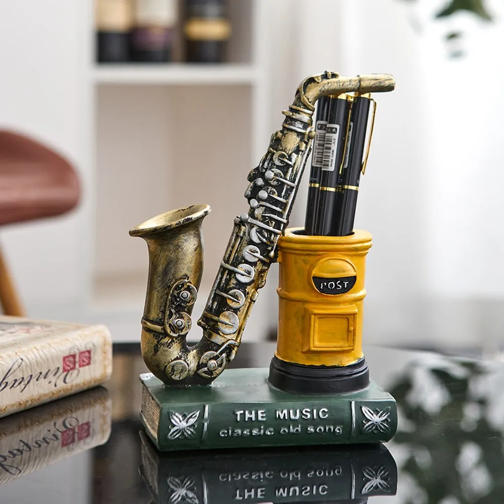 Notes Pen Holder Piano Musical Instrument Design Music Gift Classification Resin Pen Holder Stationery Student Pencil Holder