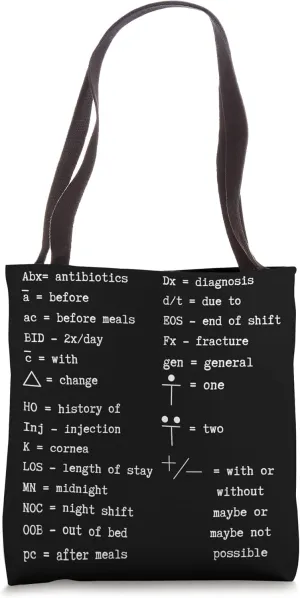 Nurse Shorthand Nursing Student Gift Medical Terminology Tote Bag