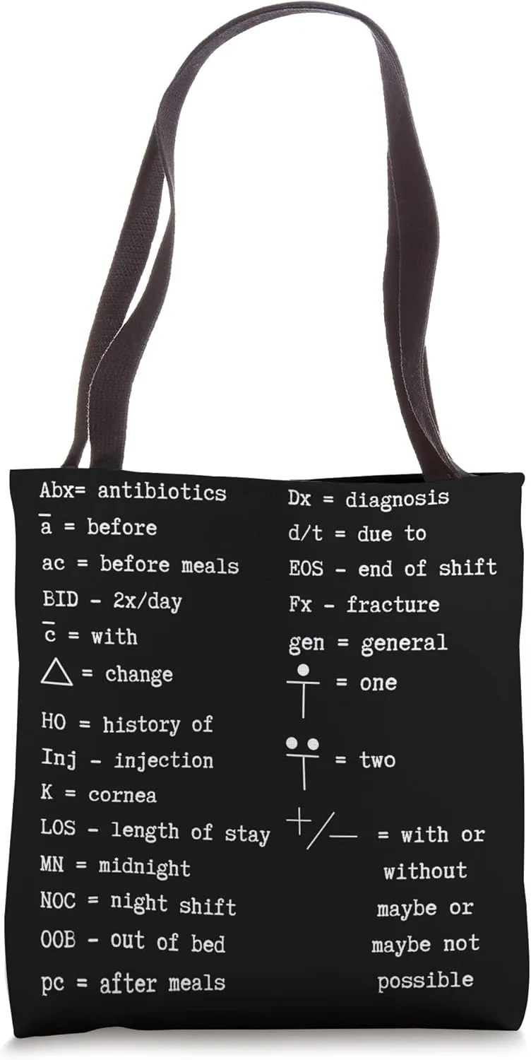 Nurse Shorthand Nursing Student Gift Medical Terminology Tote Bag