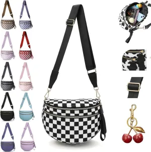 Nuvore Crossbody Bag, 2025 New Nuvore ComfortBag for Women, Spacious Stylish Checkered Bum Bag with Shoulder Strap