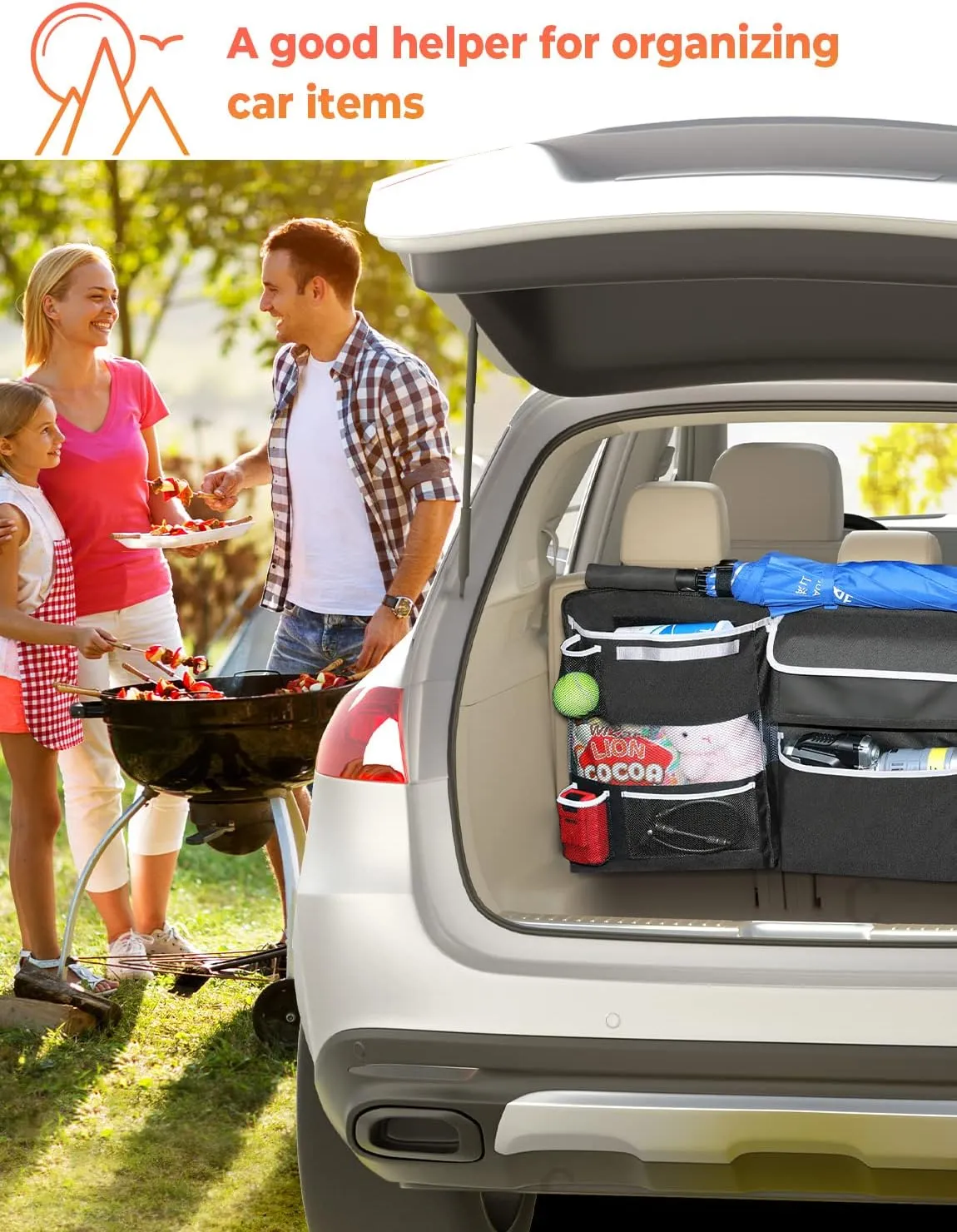 Oasser Car Storage Organizer New Version, Hanging Trunk Organizer with 10 Different Functional Storage Bags for SUV Truck MPV VAN