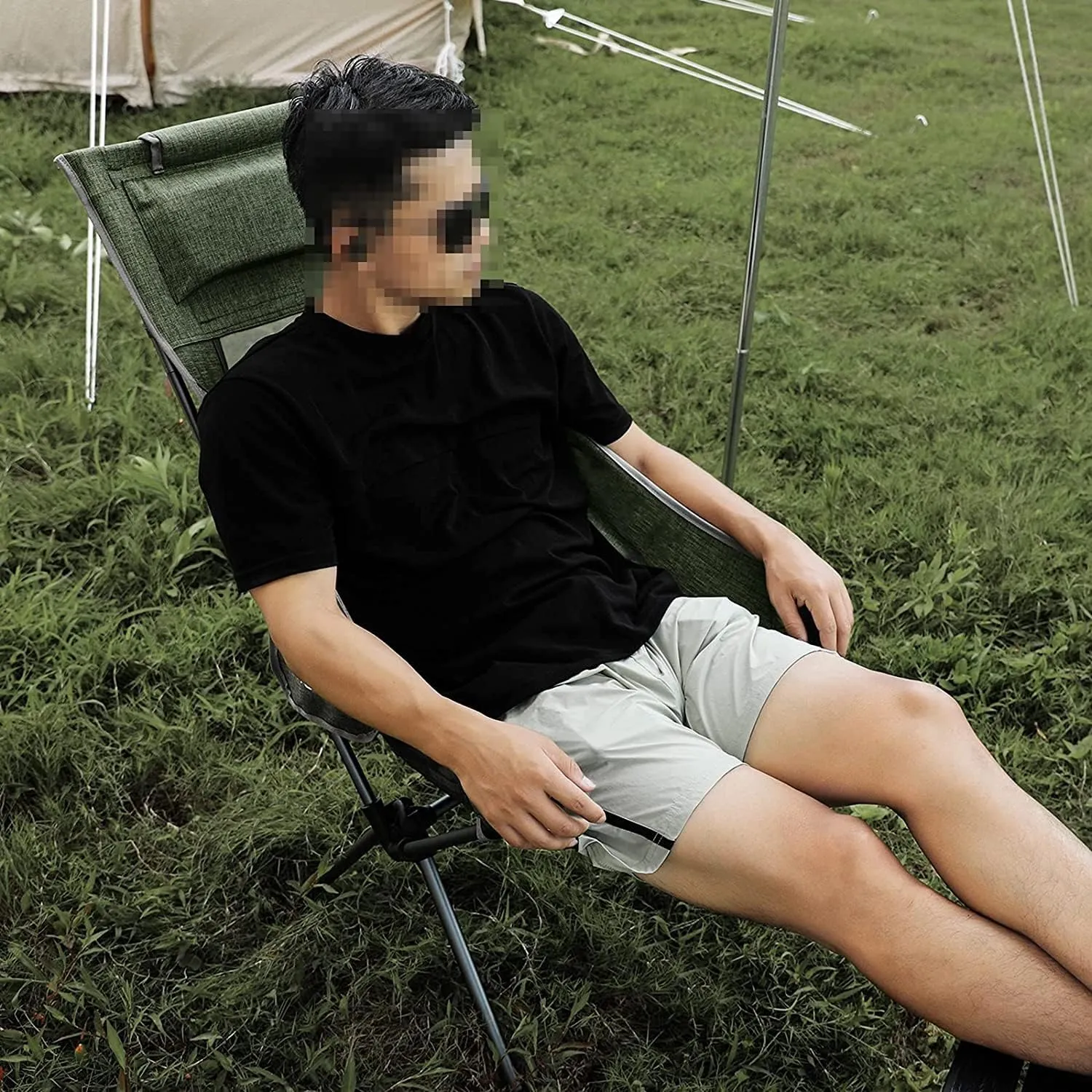 Outdoor Chair Folding Camping Chair Outdoor High Back Camping Chair Portable Folding Seat with Mesh Backrest Camping Fishing Stool with Quilted Pillow Camping Chair Foldable Chair