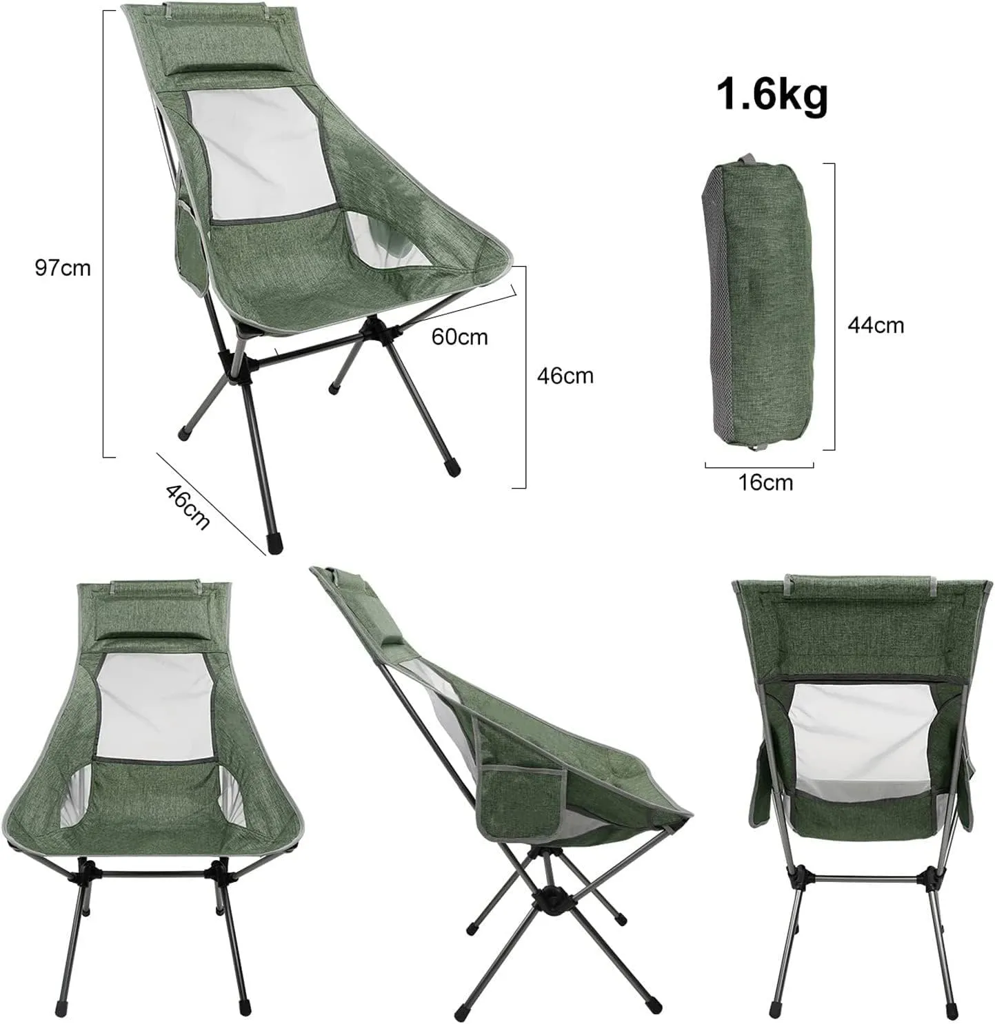 Outdoor Chair Folding Camping Chair Outdoor High Back Camping Chair Portable Folding Seat with Mesh Backrest Camping Fishing Stool with Quilted Pillow Camping Chair Foldable Chair