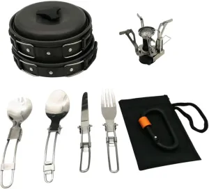 Outdoor Portable Camping Cookware Set Foldable Cookware for Hiking and Cooking Lightweight Cooking Utensil Pan Set with Handle for Camping Trips