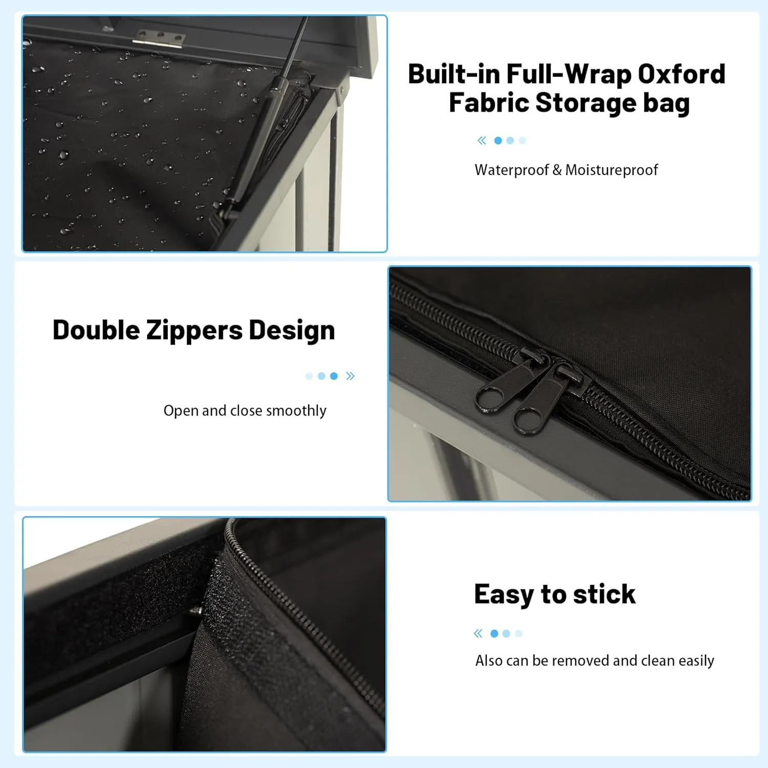 Outdoor Storage Box, 100 Gallon Metal Deck Box Built-in a Oxford Fabric Storage Bag, Lockable & Waterproof Outside Patio Storage Box for Cushions, Tools, Pool Floats- Grey