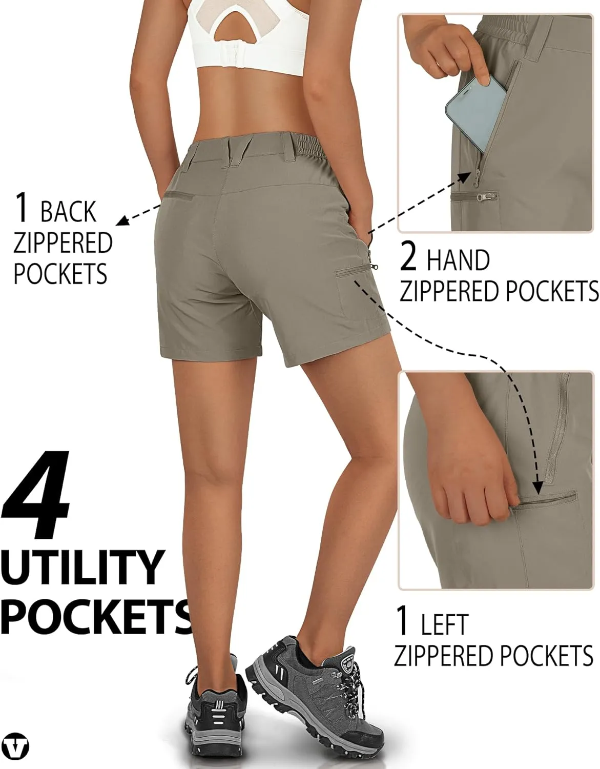 Outdoor Ventures Women's Hiking Shorts Stretch Lightweight Golf Shorts Quick Dry UPF 50  5 inch Cargo Short for Camping