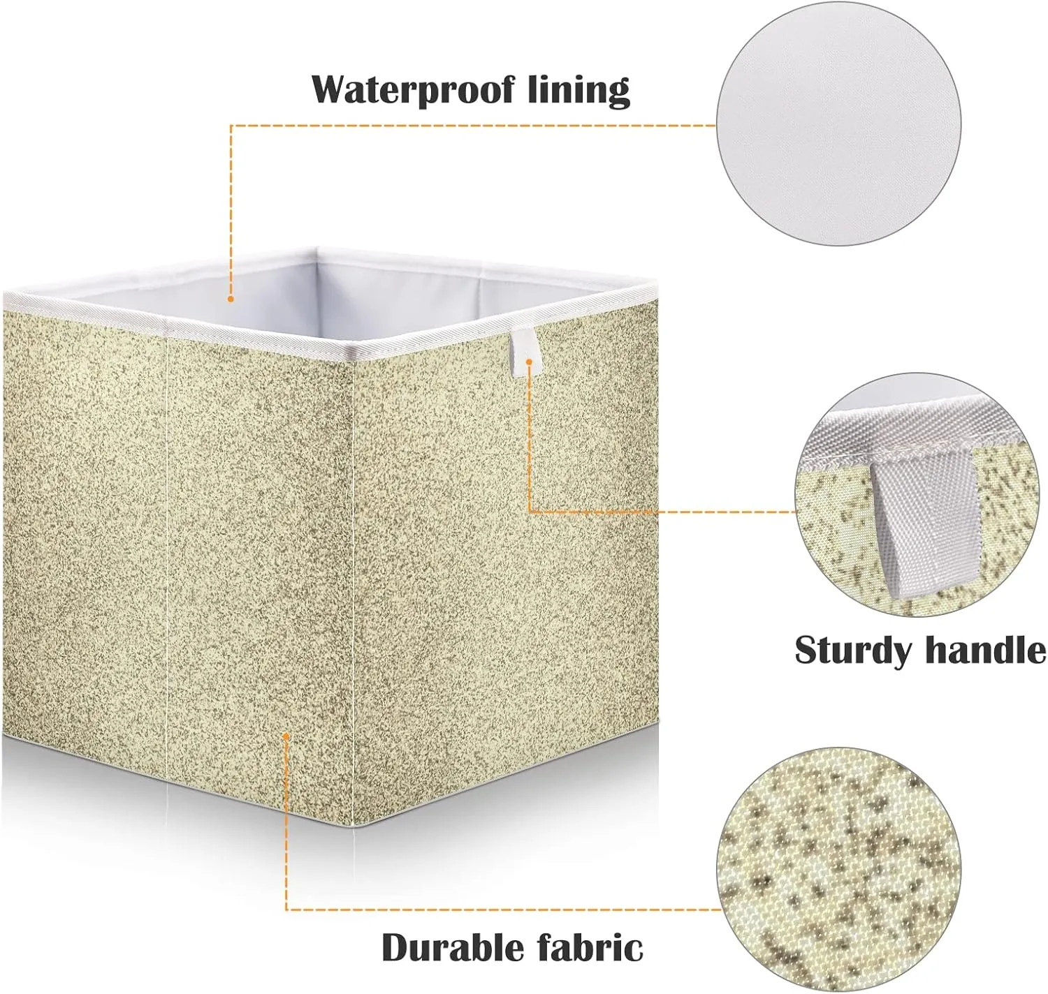 Oyihfvs Gold Golden Glitter and Glare Pattern Square Foldable Cube Storage Basket Collapsible Fabric with Handles Bag Organizer Clothes for Home Bedroom 11 x 11 x 11 in