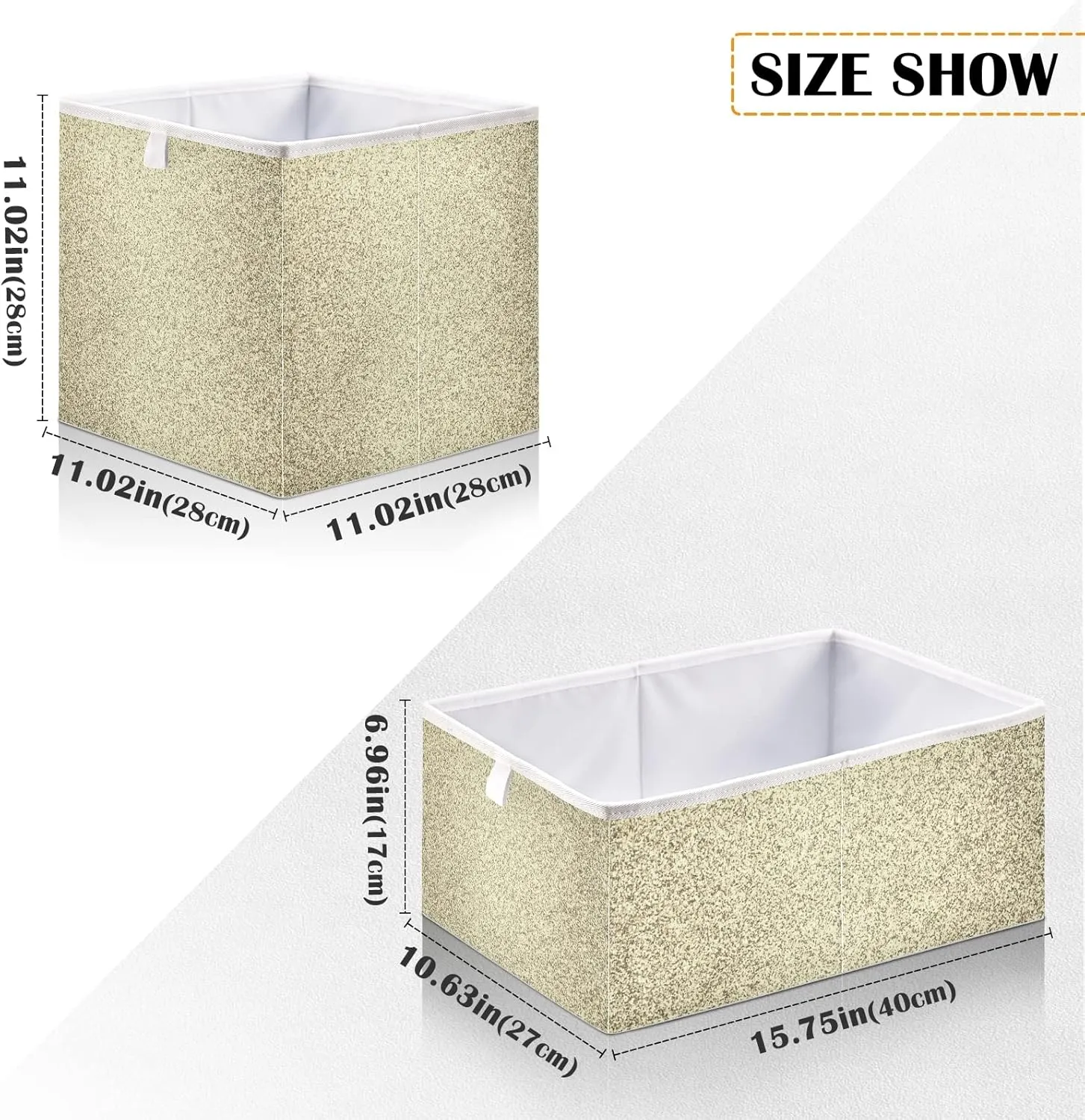 Oyihfvs Gold Golden Glitter and Glare Pattern Square Foldable Cube Storage Basket Collapsible Fabric with Handles Bag Organizer Clothes for Home Bedroom 11 x 11 x 11 in