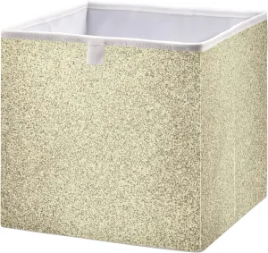 Oyihfvs Gold Golden Glitter and Glare Pattern Square Foldable Cube Storage Basket Collapsible Fabric with Handles Bag Organizer Clothes for Home Bedroom 11 x 11 x 11 in