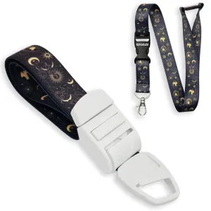Pack of Professional Quick and Slow Release Medical Tourniquet and Matching Lanyard (Black & Gold Astrology Sun & Moon Pattern)