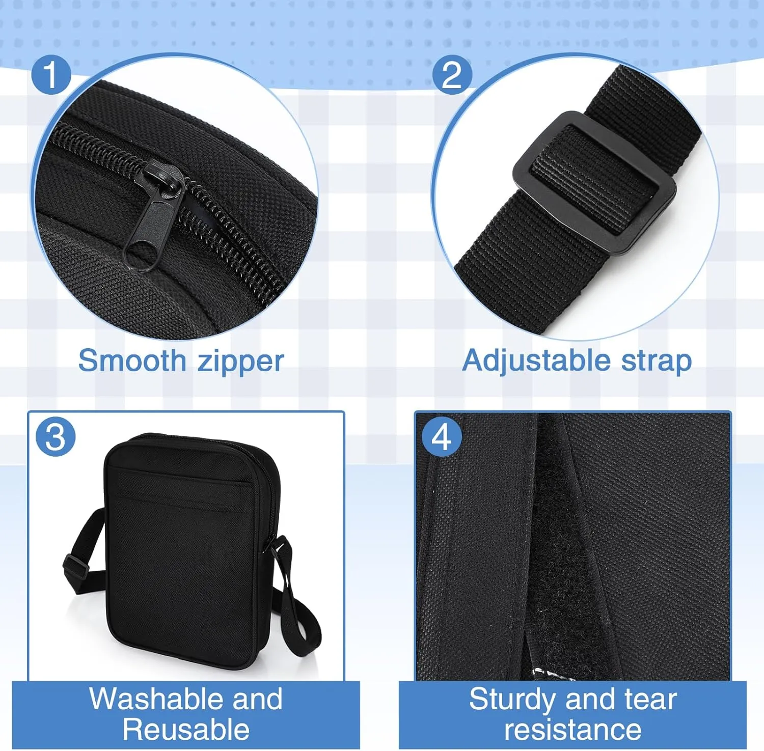 Paterr 4 Pcs Sublimation Bags Blanks, Unisex-Adults Crossbody Bag, Black and White, 9.45 x 7.09 x 1.97 inches/ 24 x 18 x 5 cm, Birthday Gifts