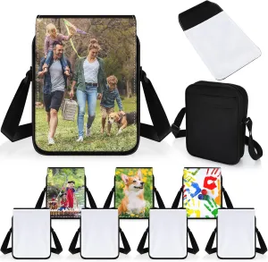 Paterr 4 Pcs Sublimation Bags Blanks, Unisex-Adults Crossbody Bag, Black and White, 9.45 x 7.09 x 1.97 inches/ 24 x 18 x 5 cm, Birthday Gifts