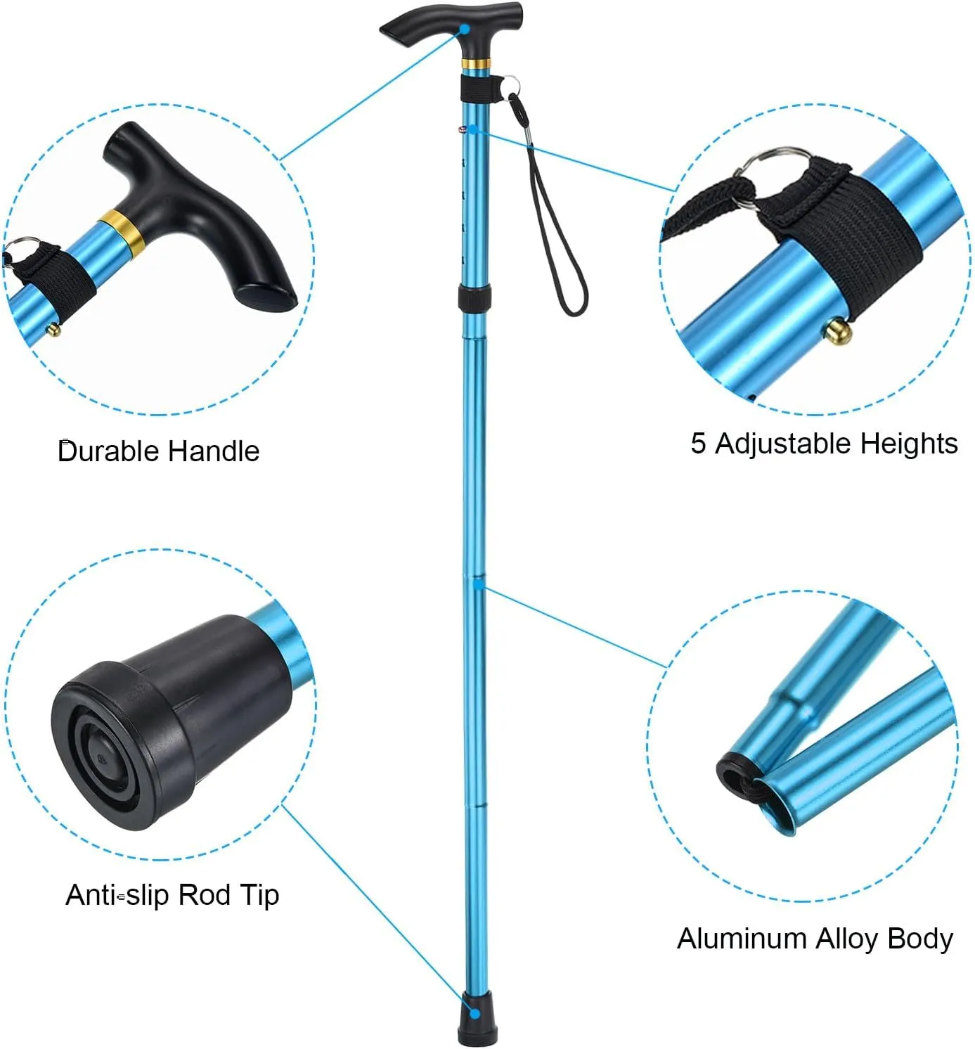 PATIKIL Trekking Poles, Collapsible Hiking Pole Telescopic Folding Cane Quick Lock Aluminum Alloy for Outdoor Hiking Walking Camping