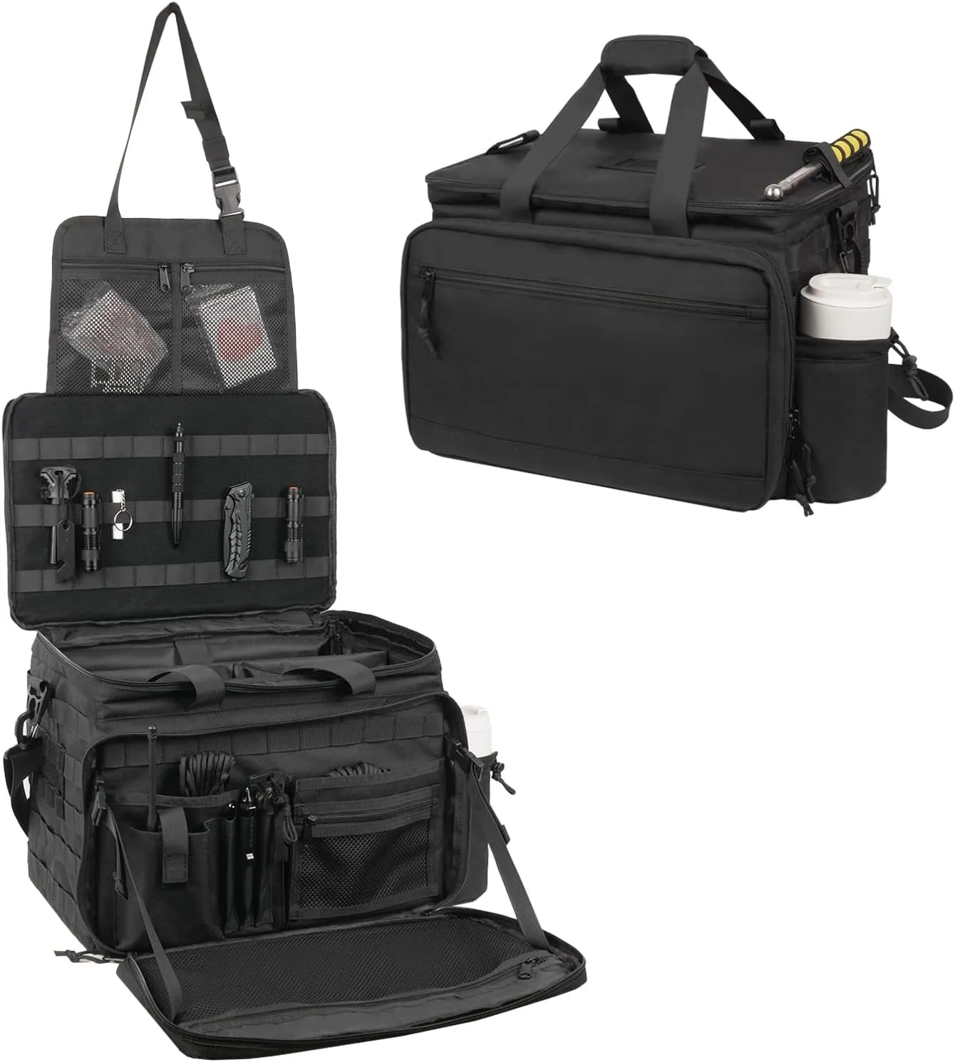 Patrol Bag Law Enforcement, Police Gear Car Front Seat Vehicle Organizer Bags with MOLLE System (Black)