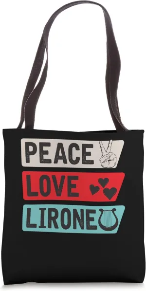 Peace Love Lirone Musical Instrument Lirone Guitar Players Tote Bag