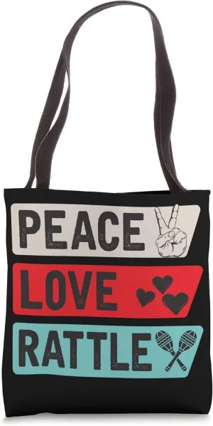 Peace Love Rattle Musical Instrument Rattle Music Players Tote Bag