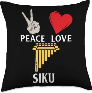 Peace Love Siku Musical Instrument Siku Players Throw Pillow