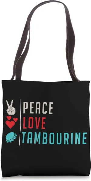 Peace Love Tambourine Music Instrument Tambourine Players Tote Bag