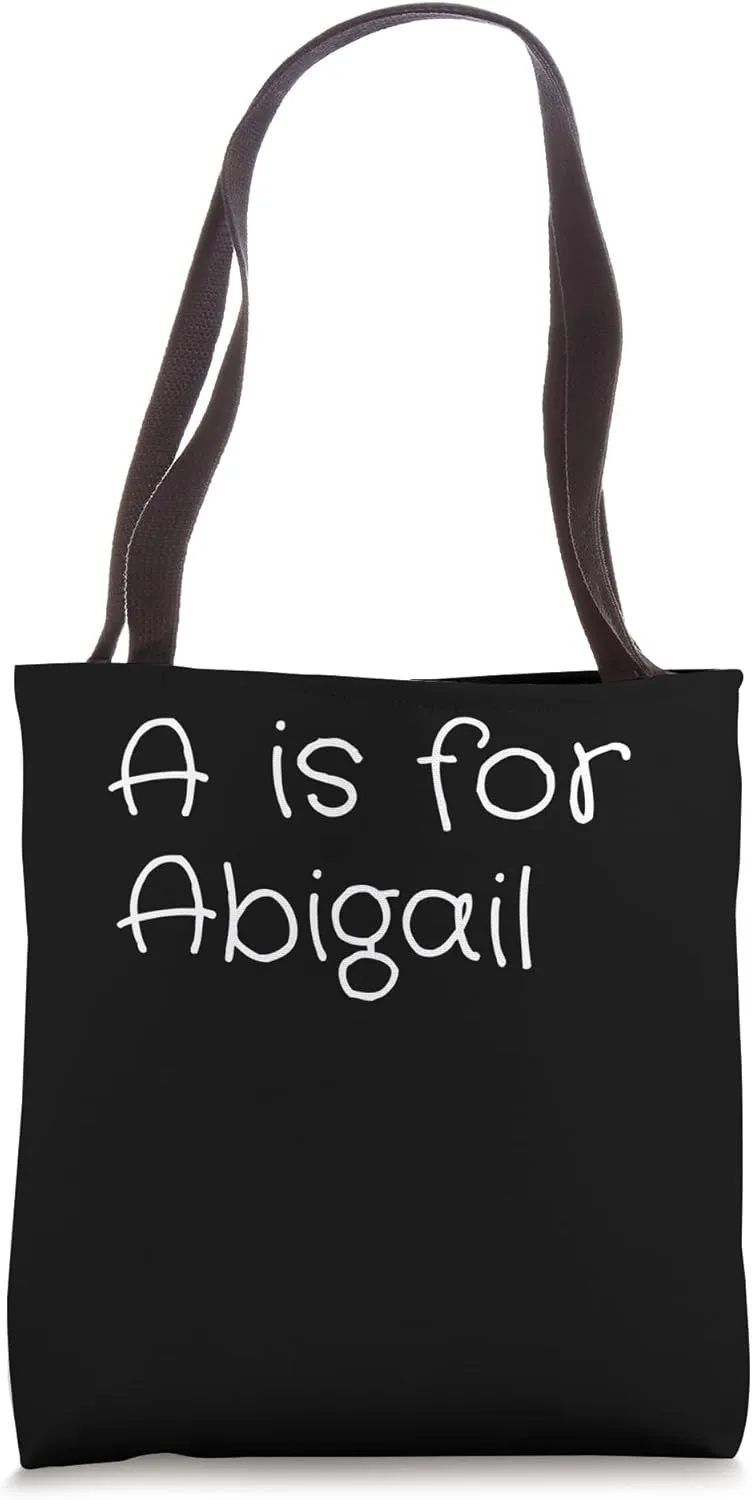 Personalized A is for Abigail Name Student Kindergarten Girl Tote Bag