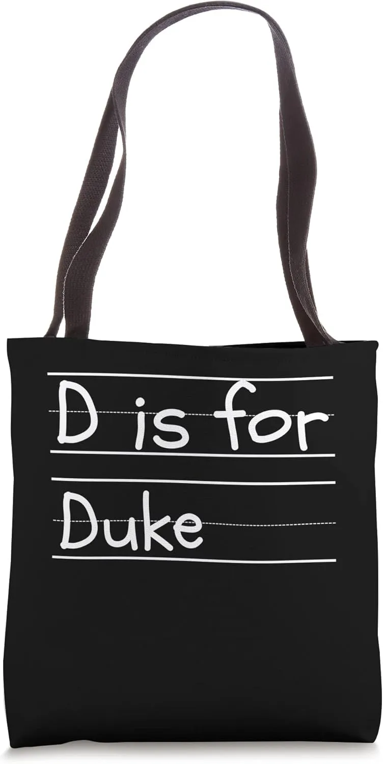 Personalized D is for Duke Name Student Kindergarten Tote Bag