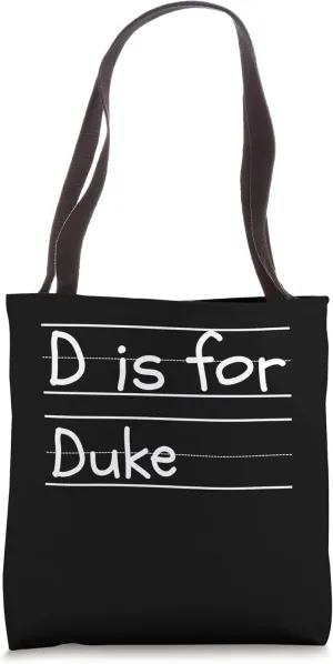 Personalized D is for Duke Name Student Kindergarten Tote Bag