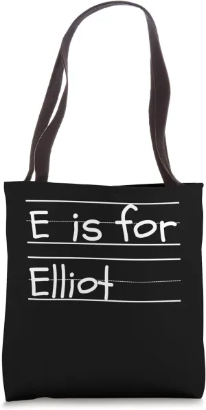Personalized E is for Elliot Name Student Kindergarten Tote Bag