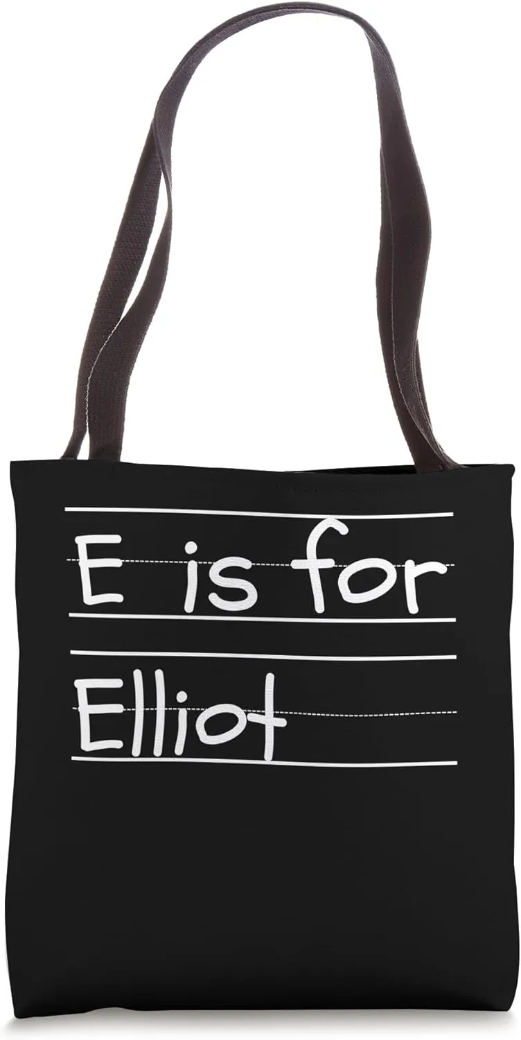 Personalized E is for Elliot Name Student Kindergarten Tote Bag