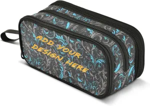 personalized Nylon Teen Pencil Bag Turquosie Black Turquosie Large Capacity Large Pencil Case Stationery Organizer for College Boys