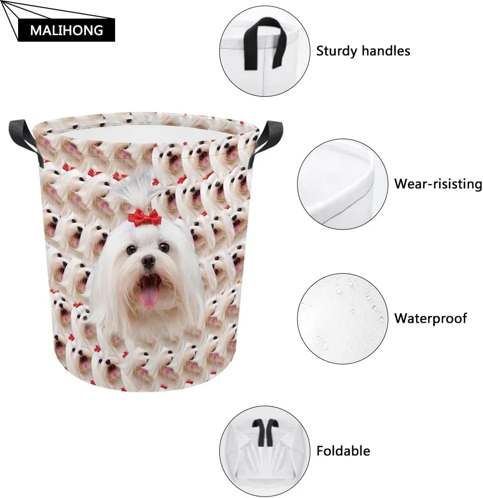 Personalized Sunflower Laundry Basket Pembroke Welsh Corgi Dog Bathroom Cloth Bag Custom Dog Name Storage Basket.