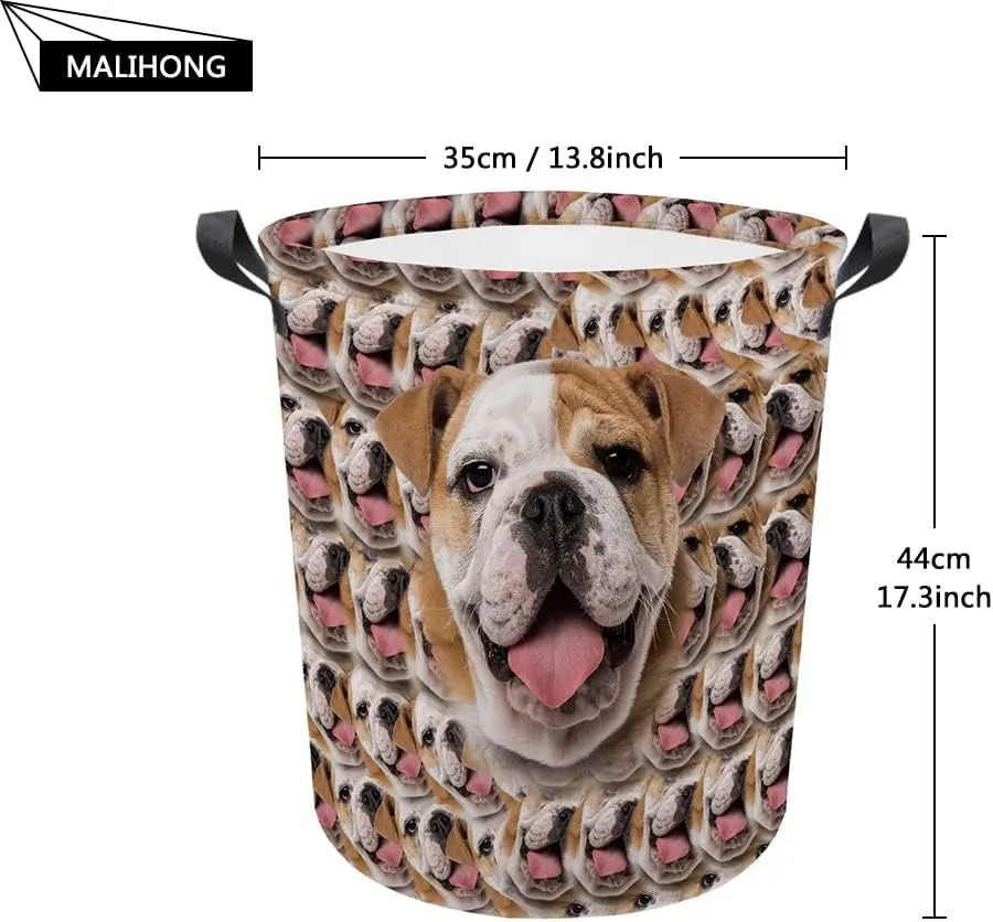 Personalized Sunflower Laundry Basket Pembroke Welsh Corgi Dog Bathroom Cloth Bag Custom Dog Name Storage Basket.