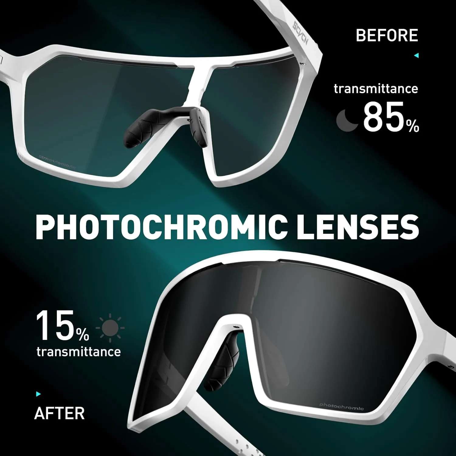 Photochromic Cycling Glasses Sport Sunglasses Clear MTB Men Women BMX Running Driving