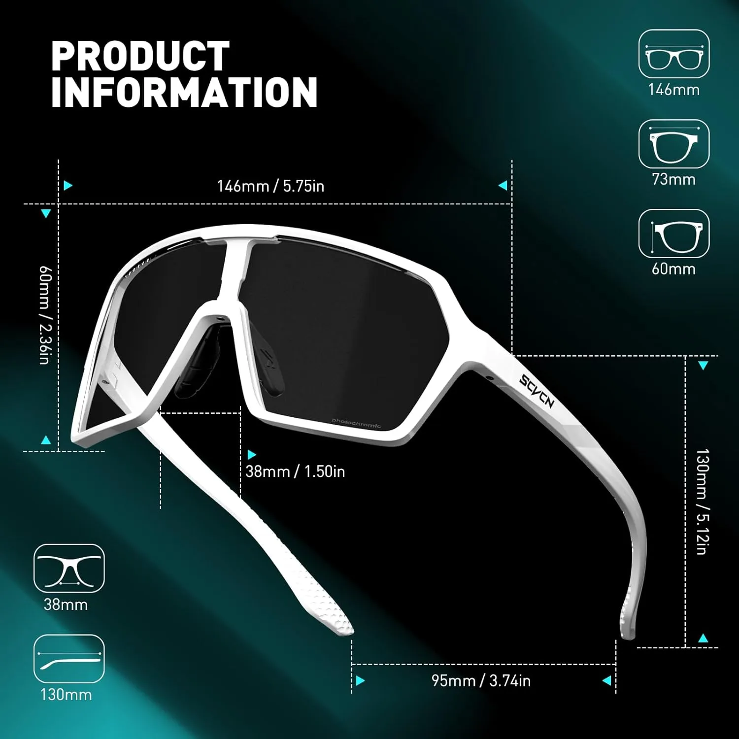 Photochromic Cycling Glasses Sport Sunglasses Clear MTB Men Women BMX Running Driving