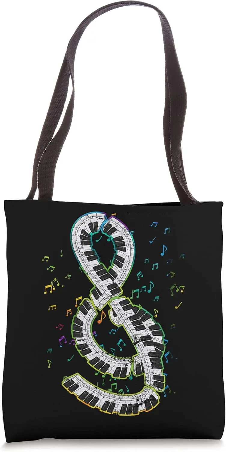 Pianist Treble Clef Classical Musician Keyboard Piano Tote Bag