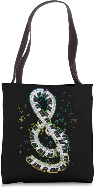 Pianist Treble Clef Classical Musician Keyboard Piano Tote Bag