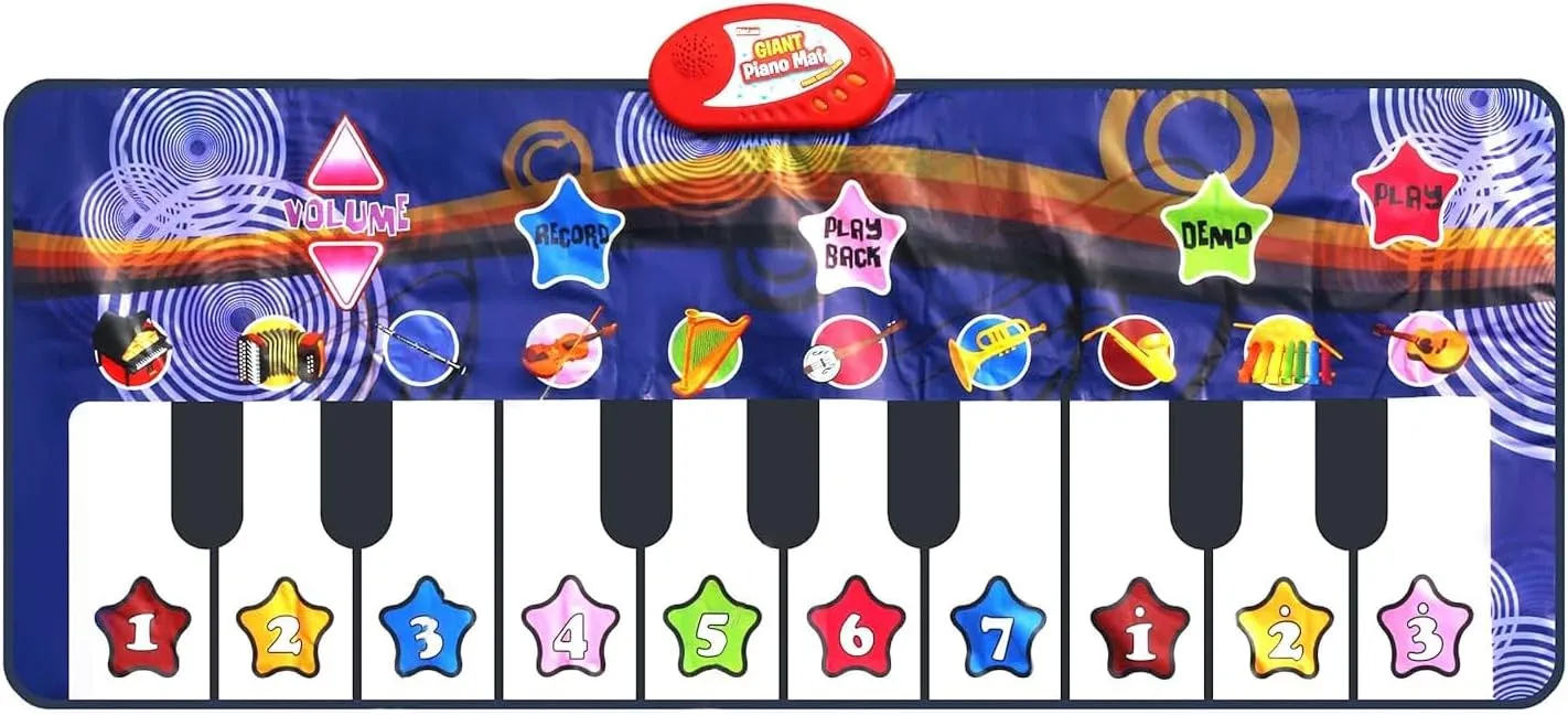 Piano Mat for Kids, 10 Selectable Sounds   Play -Record -Playback -Demo-mode, Heavy Duty Material