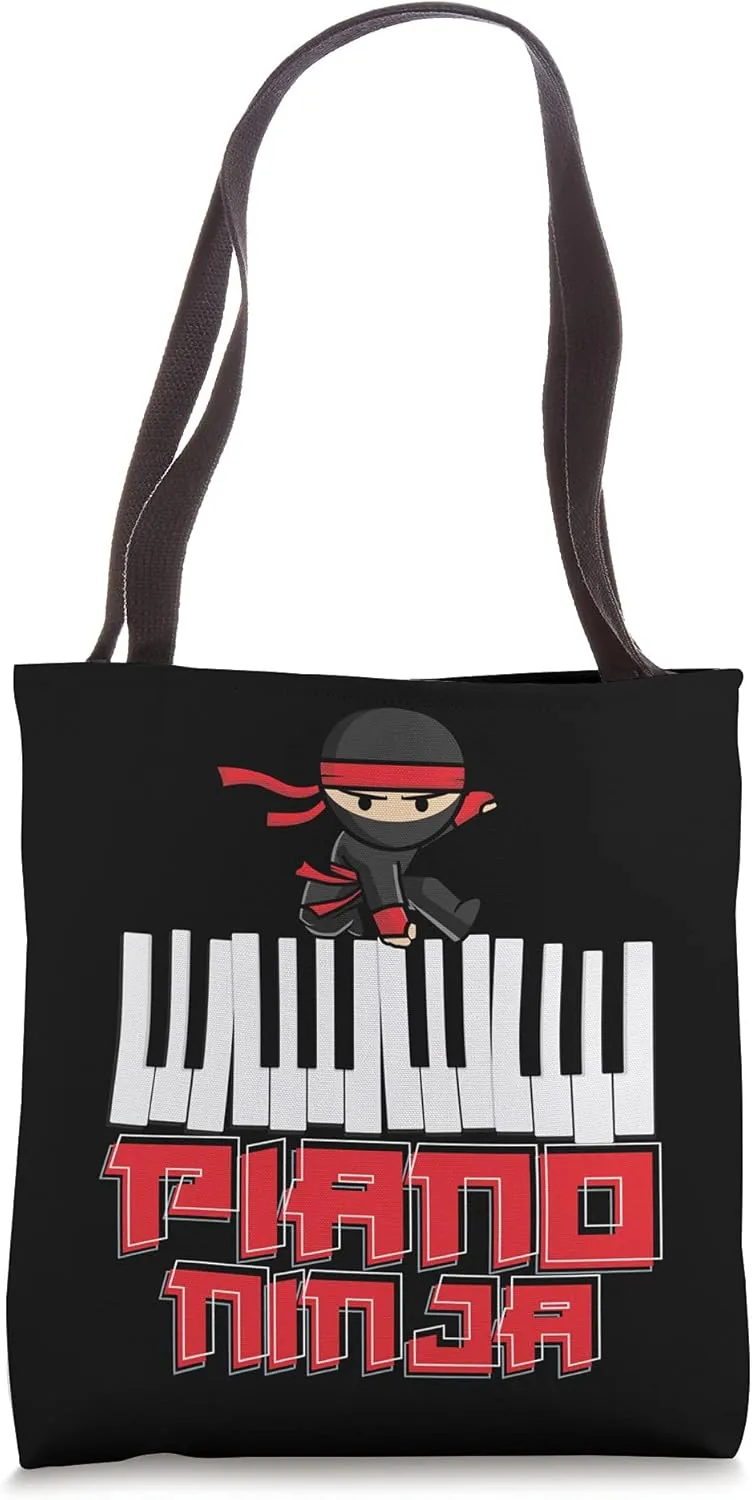 Piano Ninja Pianist Keyboard Player Musician Funny Piano Tote Bag