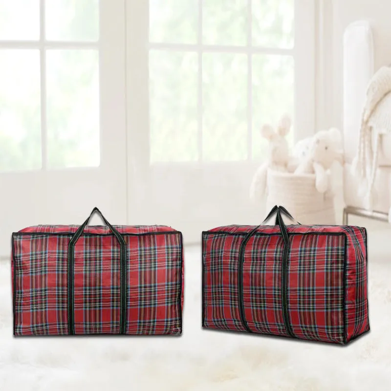 Plaid Woven Clothing Storage Thickened Folding Travel Bags