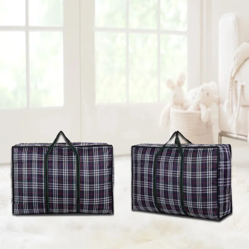 Plaid Woven Clothing Storage Thickened Folding Travel Bags