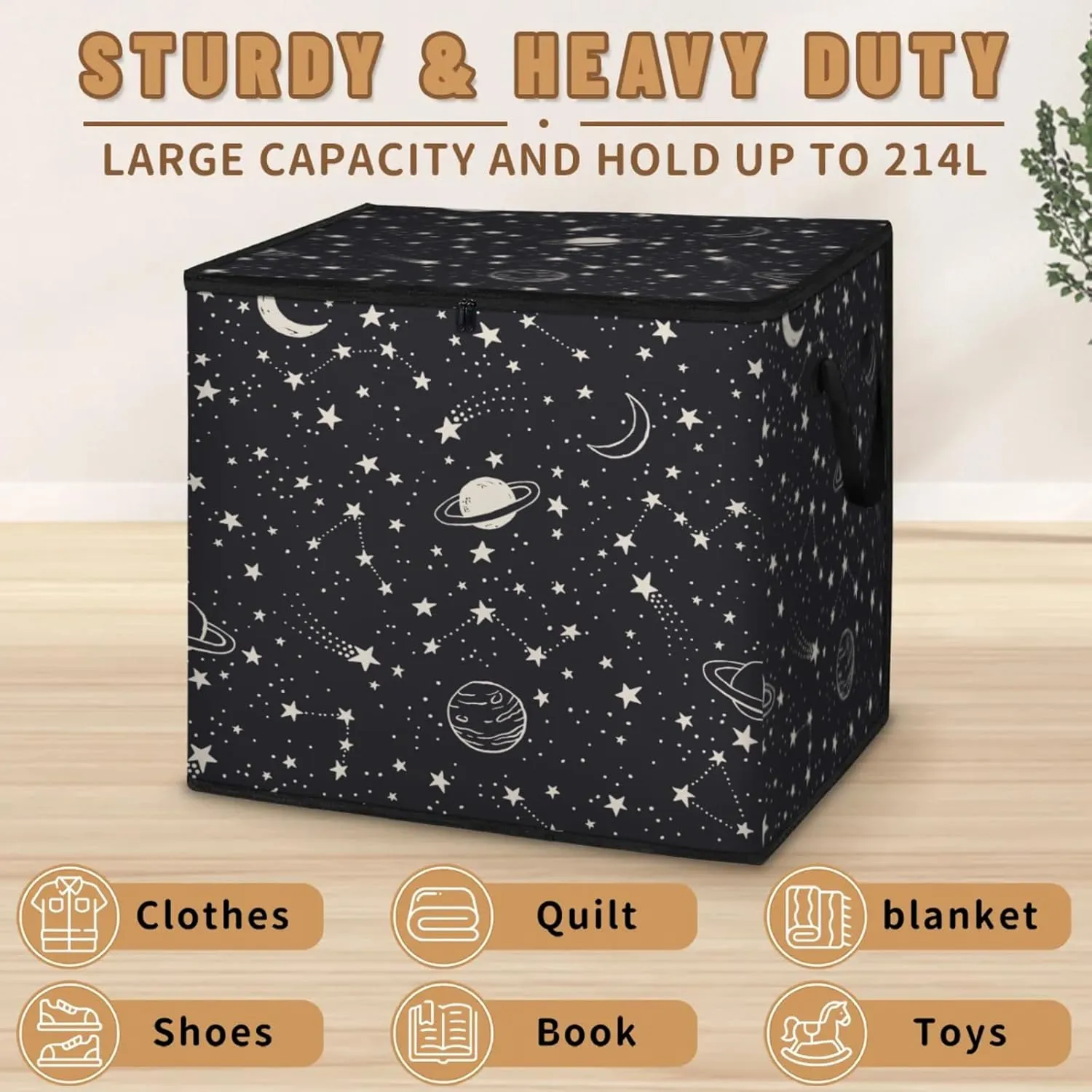Planets Comets Stars Extra Large Storage Bags 214L Foldable Clothes Storage Containers Closet Organizers Storage Bins with Handles for Clothing Blanket Bedding Comforter