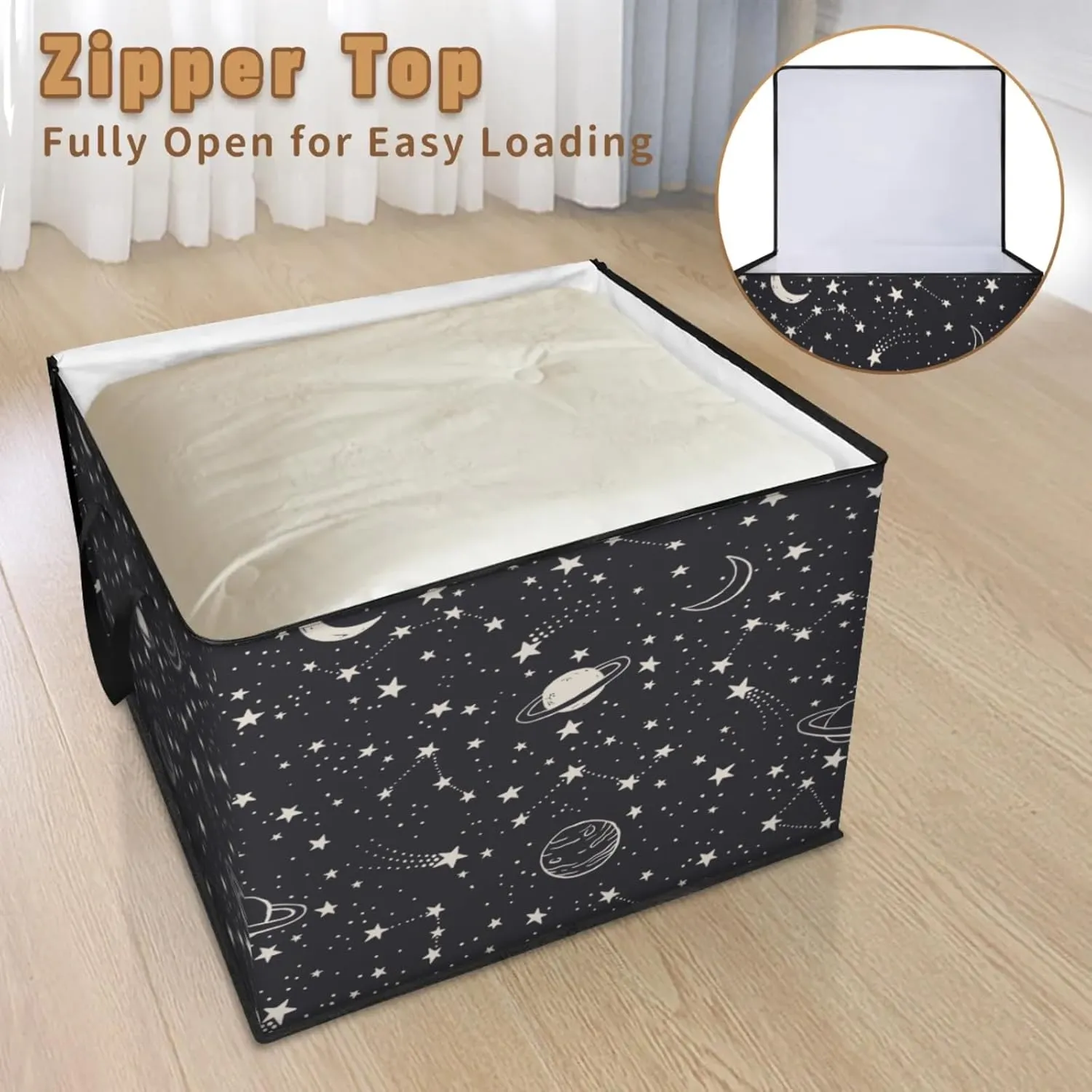 Planets Comets Stars Extra Large Storage Bags 214L Foldable Clothes Storage Containers Closet Organizers Storage Bins with Handles for Clothing Blanket Bedding Comforter