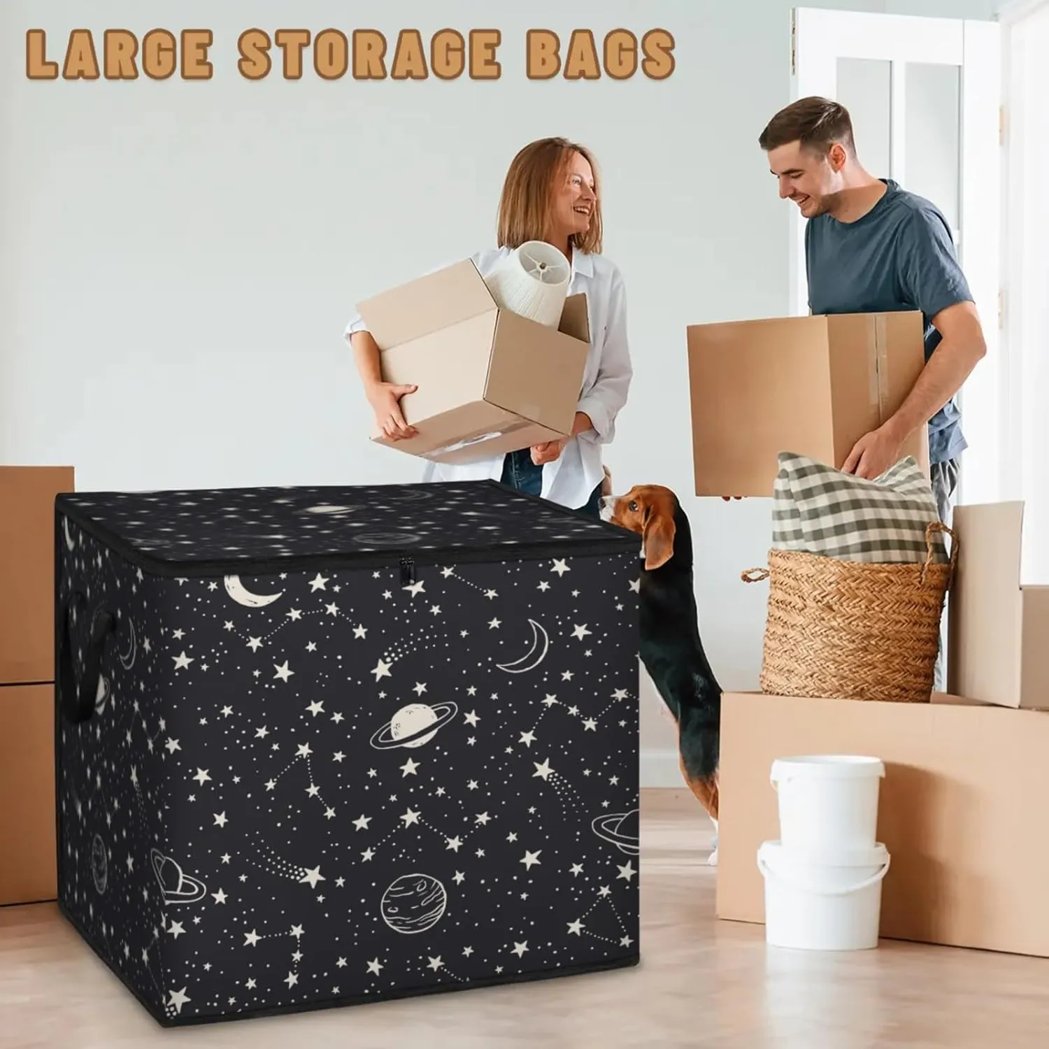 Planets Comets Stars Extra Large Storage Bags 214L Foldable Clothes Storage Containers Closet Organizers Storage Bins with Handles for Clothing Blanket Bedding Comforter