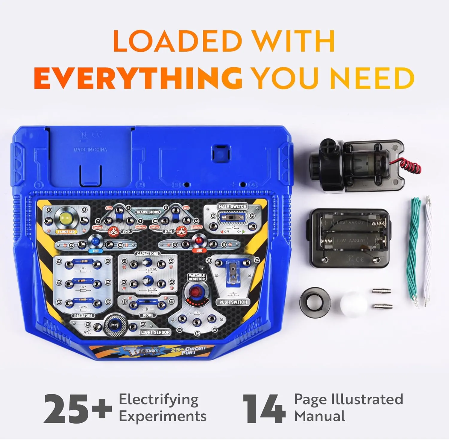 Playz Electrical Circuit Board Engineering Kit for Kids with 25  STEM Projects Teaching Electricity, Voltage, Currents, Resistance, & Magnetic Science | Gift for Children Age 8, 9, 10, 11, 12, 13 