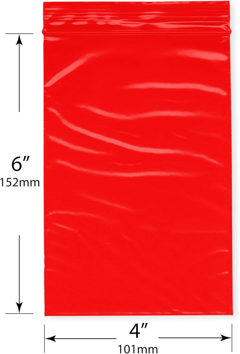 Plymor 4" x 6" (Pack of 200), Red 2 Mil Zipper Reclosable Plastic Bags