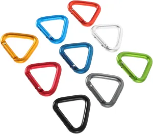 POPETPOP 9Pcs Triangular Aluminum Carabiner Clips Lightweight Spring Snap Hooks for Keys Climbing Hiking and Outdoor Activities Enhanced Grip Secure Attachment for Versatile Use