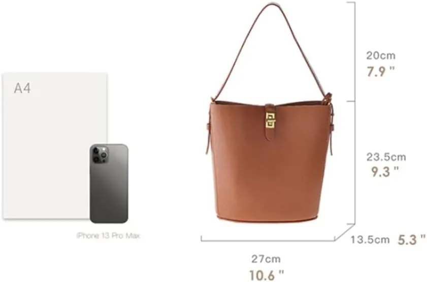 POPSEWING Leather Simple Bucket Crossbody Bag Kits, DIY Shoulder Purse with Sewing Kit, DIY Handmade Bag Kit for Mom Girlfriend (Brown)
