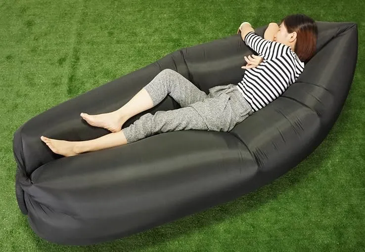 Portable Air Sofa Chair Cool Bed Water Proof Inflatable Couch Easy Carrying for Camping Beach Hiking Picnics Outdoor Backyard Park Festivals (Black)