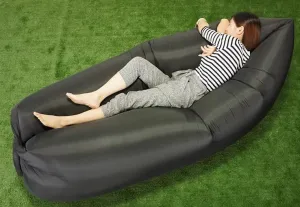Portable Air Sofa Chair Cool Bed Water Proof Inflatable Couch Easy Carrying for Camping Beach Hiking Picnics Outdoor Backyard Park Festivals (Black)