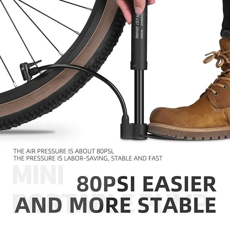 Portable High-Efficiency Bike Pump, Multi-Valve Inflator
